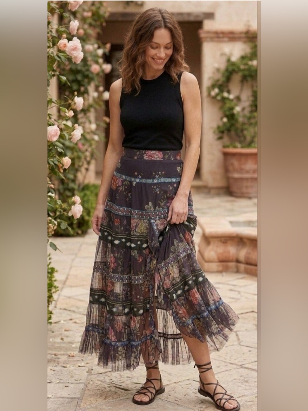 Johnny Was Lulu Tiered Maxi Skirt